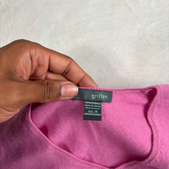 VTG Griffen Pink Long Sleeve‎ V-Neck Cashmere Pullover Sweater Womens Medium - Picture 5 of 8